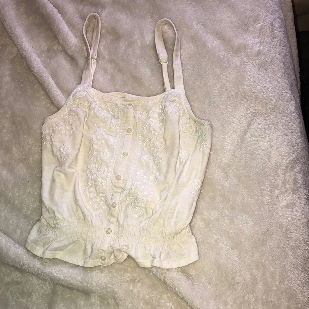 XS AE cream crop top